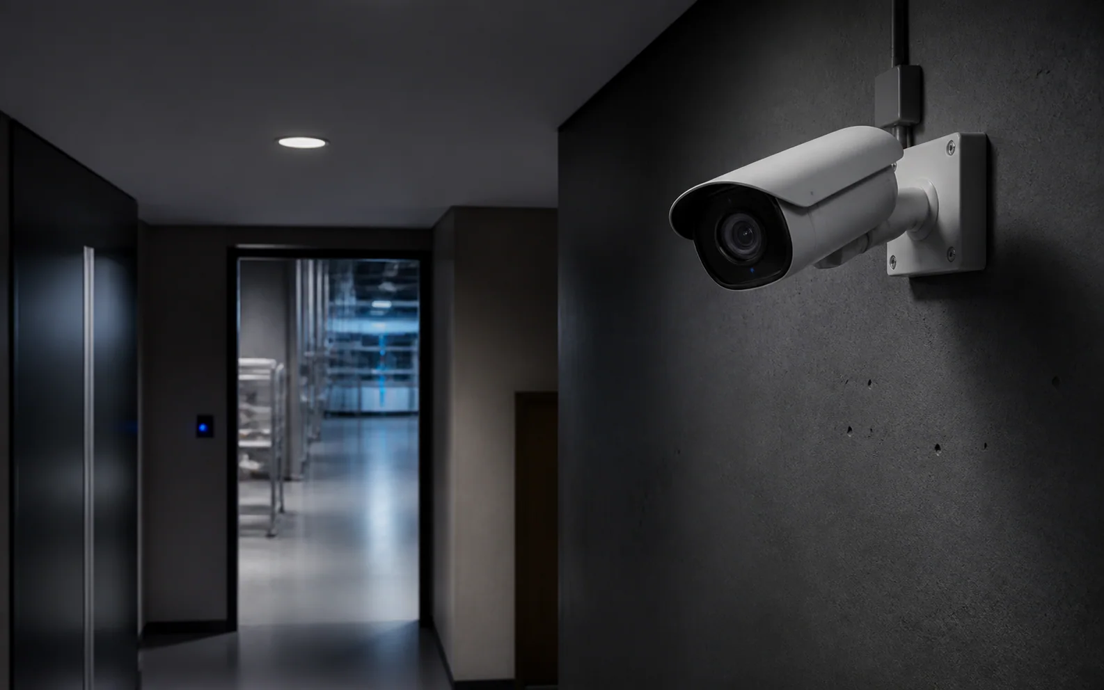 Caméra de vidéosurveillance installée dans un environnement professionnel